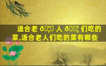适合老 🦍 人 🐦 们吃的菜,适合老人们吃的菜有哪些